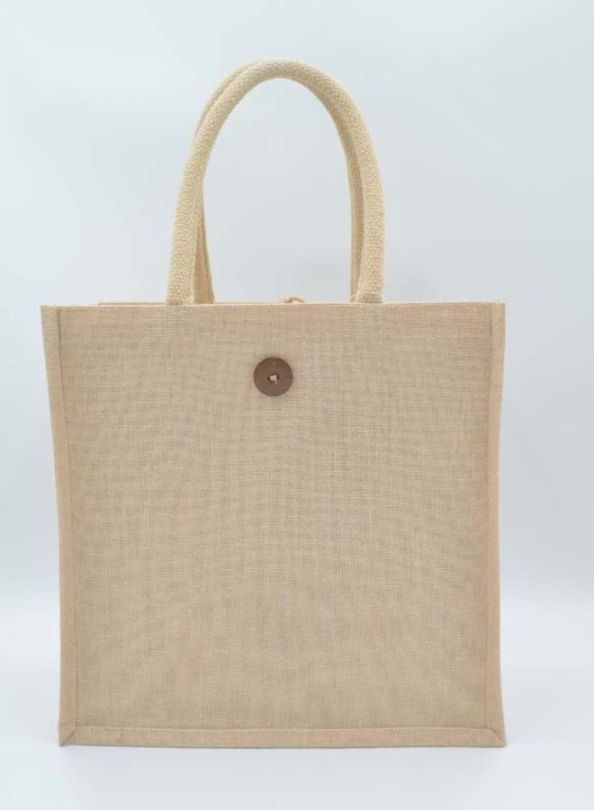 Fatio Set of 10 Natural Juco Bags with Button and Lamination - Image 2